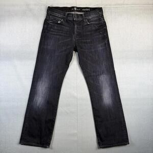 7 For All Mankind Standard Jeans Mens 31x28 Black Straight Leg Faded Denim USA